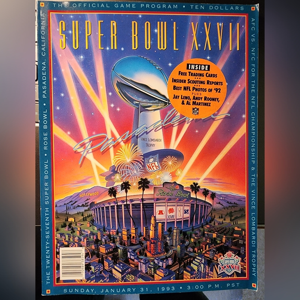Superbowl 27 Cowboys v Bills Program with two collectible cards